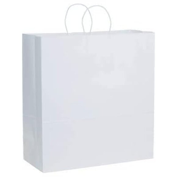 Greenii - 100 White Paper With Handles Kraft 18 * 7 * 19 Party Gift Bags - Picture 1 of 7
